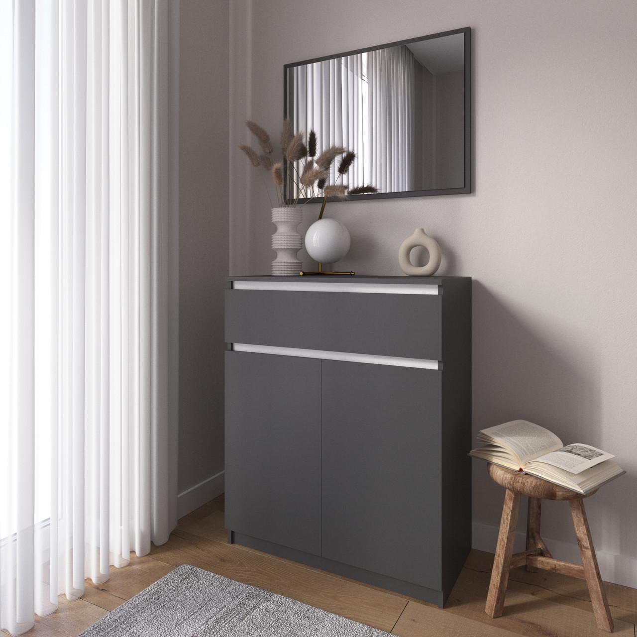 Комод-тумба Вайс R-23 80х40х98 см Антрацит/Білі планки (30368864) Комод-тумба Вайс R-23 80х40х98 см Антрацит/Білі планки (30368864)