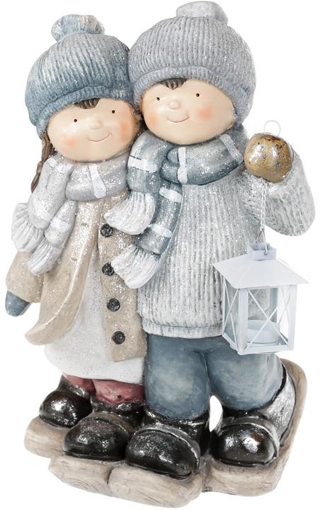 Новогодний декор Детки с фонариком 48,5 см в сером (BD-820-189)