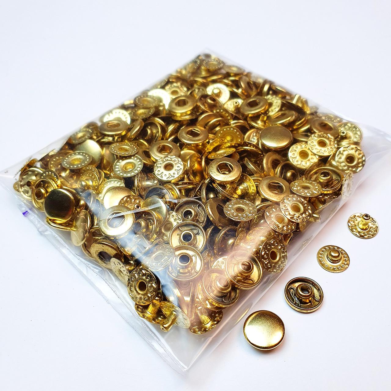 Кнопка металева Strong Alfa VT-2 10,5 мм 100 шт. Золотий