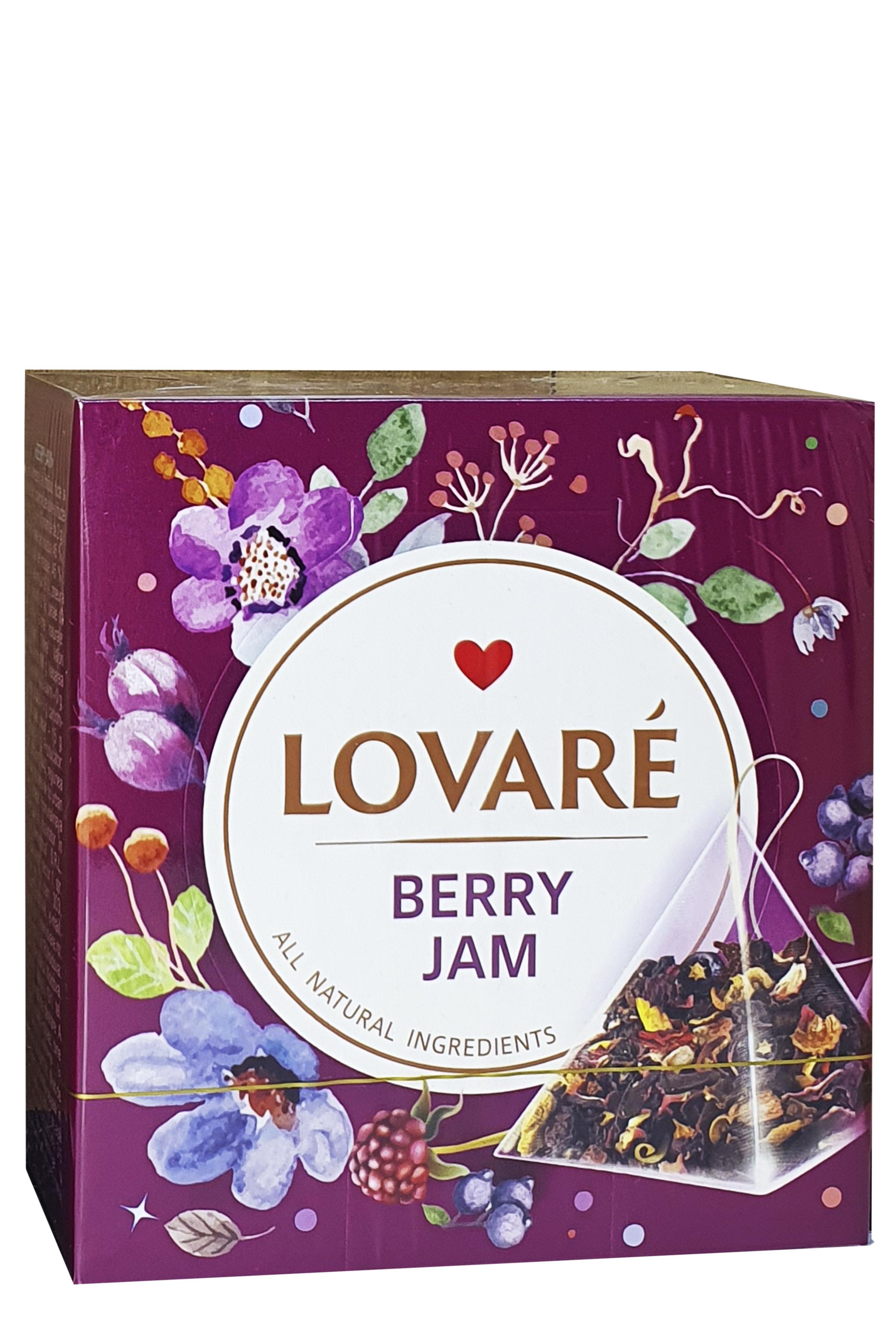 Чай Lovare Berry Jam плодово-ягідний з пелюстками квітів у пірамідках 15 пакетиків 2 г (56318)