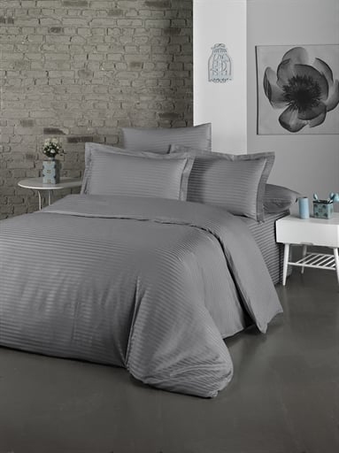 Комплект постельного белья Lighthouse Exclusive Sateen Stripe Lux 200х220 см/50x70 см 4 шт. Антрацит