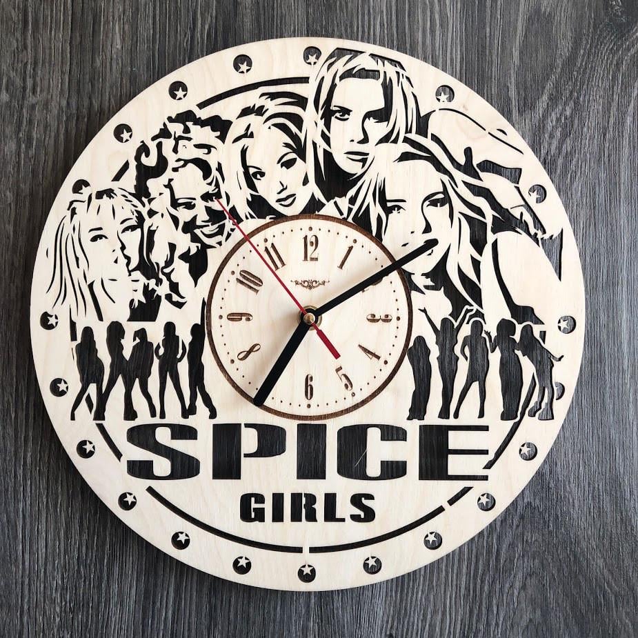 Часы настенные бесшумные из дерева Spice Girls