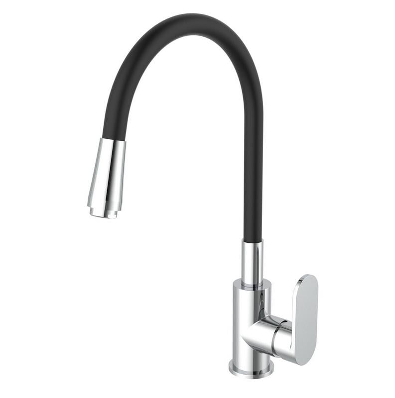 Смеситель для душа Zegor Professional Reich-04KB Premium Pro Lux однорычажный с гибким изливом катридж Sedal Spain Хром/Черный