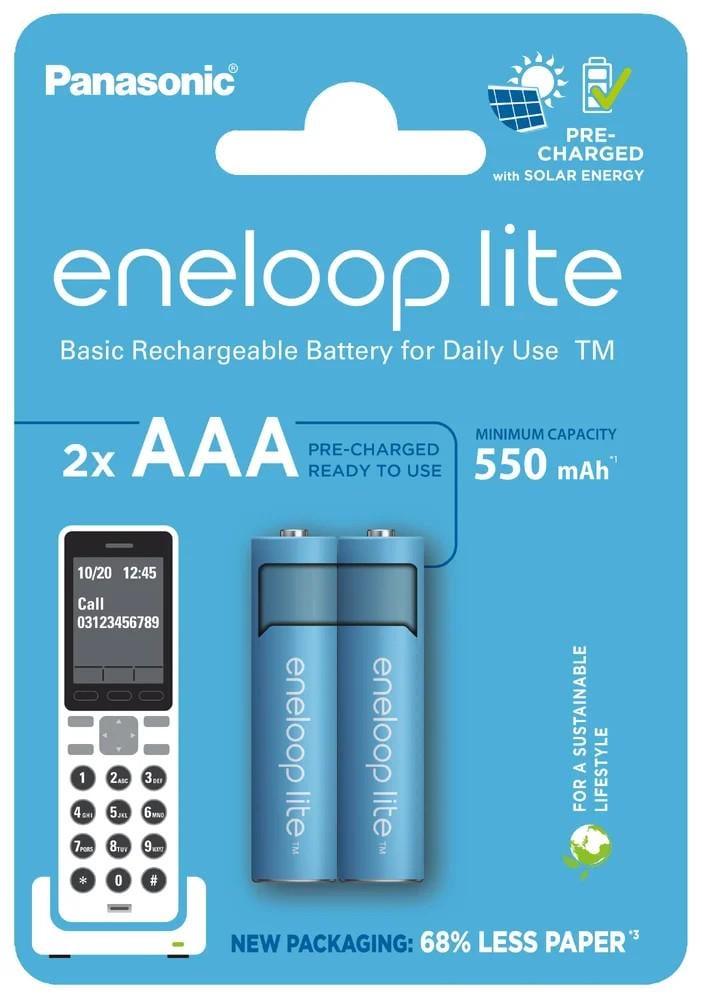 Аккумулятор Panasonic Eneloop Lite BK-4LCCE/2CP DECT AAA/HR03 550 mAh LSD Ni-MH 2 шт. (25993810)