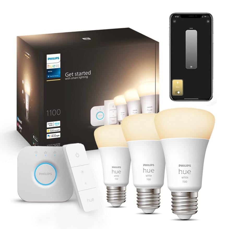Стартовый комплект Philips hue E27 1100L ZigBee 3 шт. Hue Bridge/Dimmer Bluetooth/Apple HomeKit White