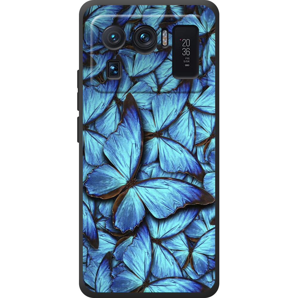 Чехол BoxFace Xiaomi Mi 11 Ultra лазурные бабочки Черный силикон (44424-up1550-44449)