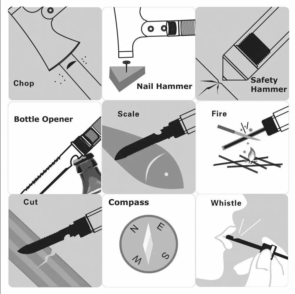 Сокира складна для виживання з молотоком/ножем і компасом (10256252) - фото 5
