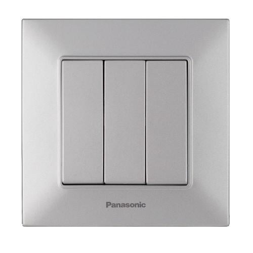 Выключатель Panasonic Arkedia Slim 3-кл Серебряный (19411-е) Выключатель Panasonic Arkedia Slim 3-кл Серебряный (19411-е)