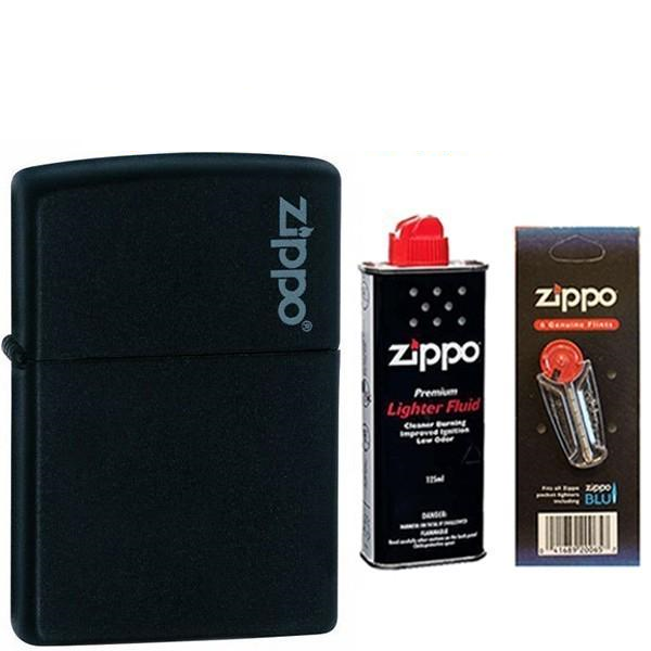 Запальничка ZIPPO 218 ZL Black Matte with Logo бензин/кремені