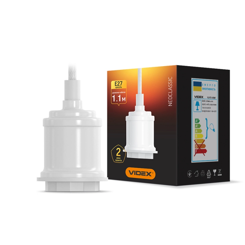 Подвесной светильник декоративный Videx металл Е27 1,1 м Белый (VL-PD116IW)