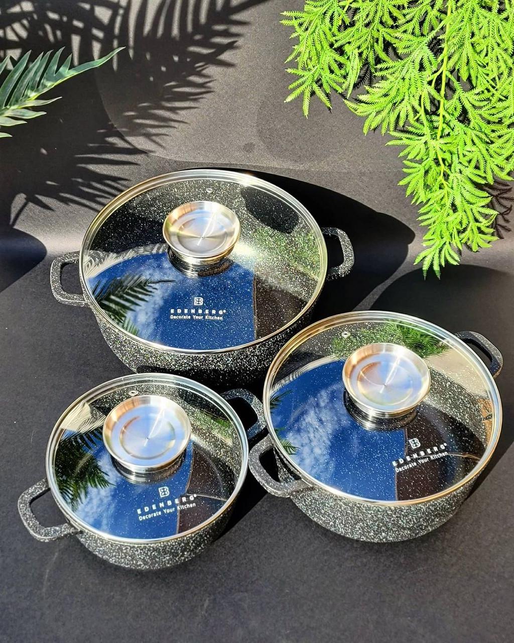 Набір казанів Edenberg із мармуровим антипригарним покриттям 3 шт. (EB-8140) Набір казанів Edenberg із мармуровим антипригарним покриттям 3 шт. (EB-8140)