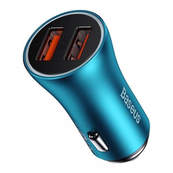 Зарядний пристрій автомобільний BASEUS Golden Contactor Max Dual 60 Вт USB/USB Синій (591350)