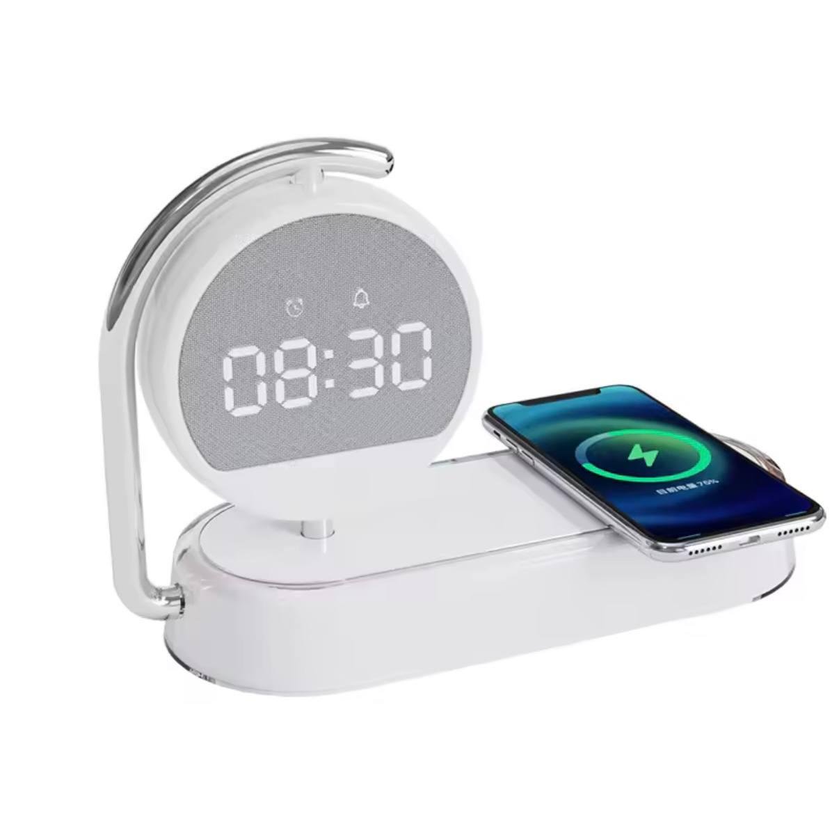 Ночник-часы будильник K01T 3в1 с беспроводной зарядкой 15W/настольная лампа/беспроводное зарядное устройство 15 Вт White (2835160218)