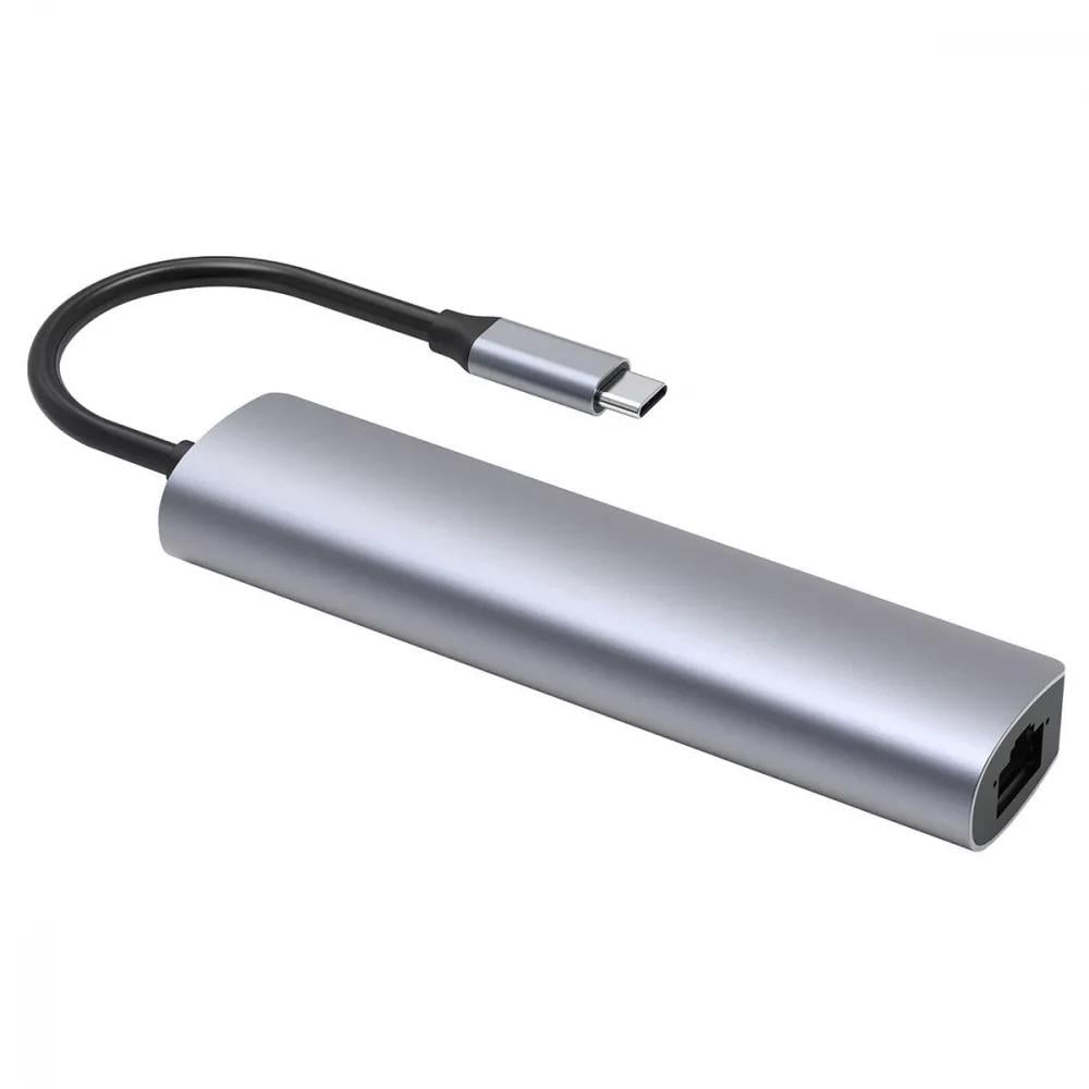 USB-хаб Proove Iron Link Type-C to USB 3.0/Type C/RJ45 Серый (14332110)