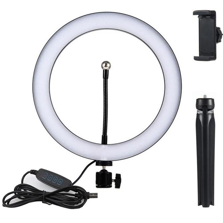 Кольцевая лампа LED Ring Fill Light QX-260 селфи кольцо на треноге с креплением телефона USB 26 см - фото 3