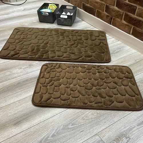 Набор ковриков в ванную и туалет Stone Premium Memory Foam 2в1 80х50/60х40 см Коричневый (NKPS0007) - фото 6 Набор ковриков в ванную и туалет Stone Premium Memory Foam 2в1 80х50/60х40 см Коричневый (NKPS0007) - фото 6
