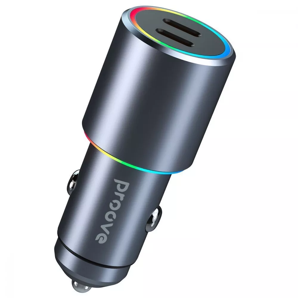 Автомобильное зарядное устройство Proove Double Energy 50W Type-C + Type-C Metal Gray