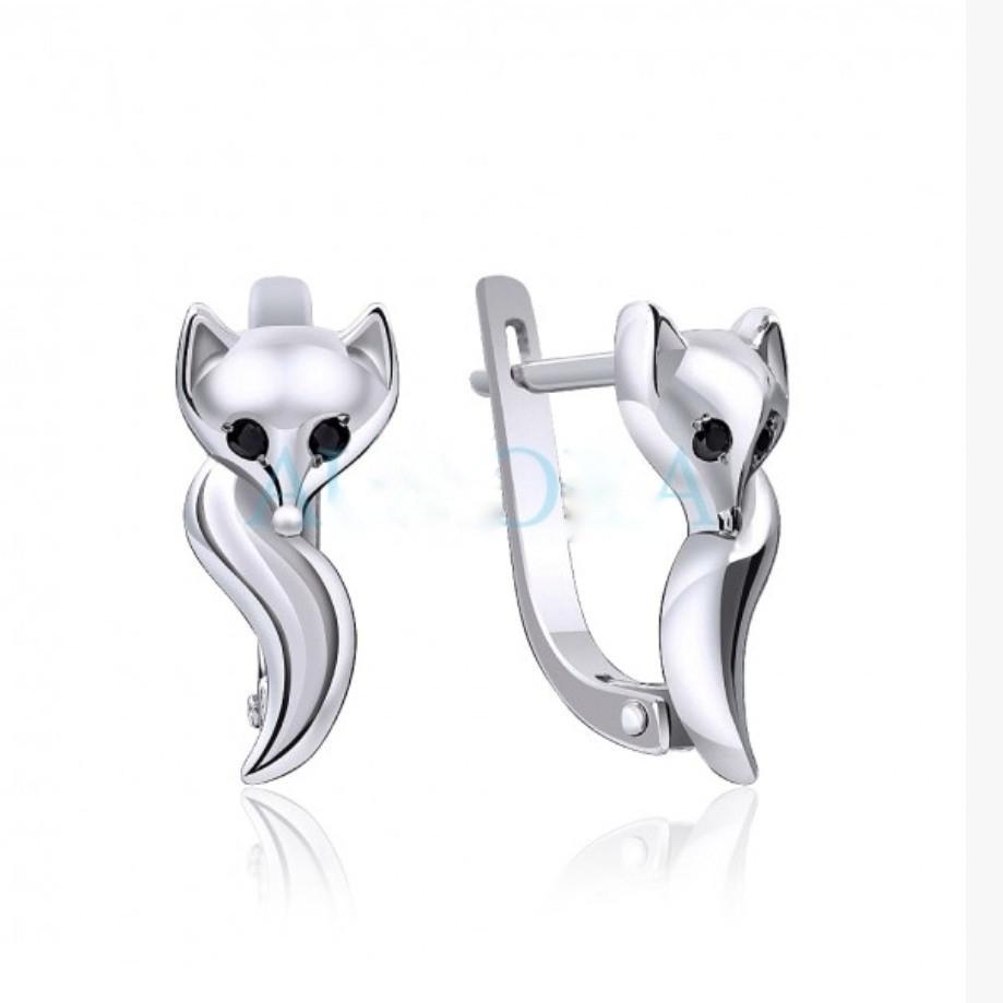 Серьги Лисичка с черными глазами серебро 925 пробы 2,80 г (82523ч) Серьги Лисичка с черными глазами серебро 925 пробы 2,80 г (82523ч)