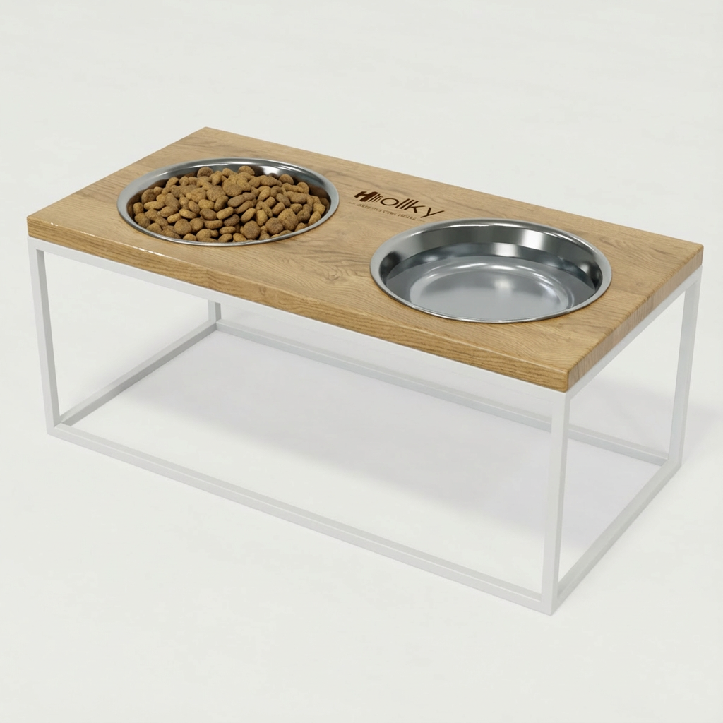 Миски на подставке для больших собак Hollky Base XL20 2х1,8 л (BXL20-522620-WHNT) - фото 1