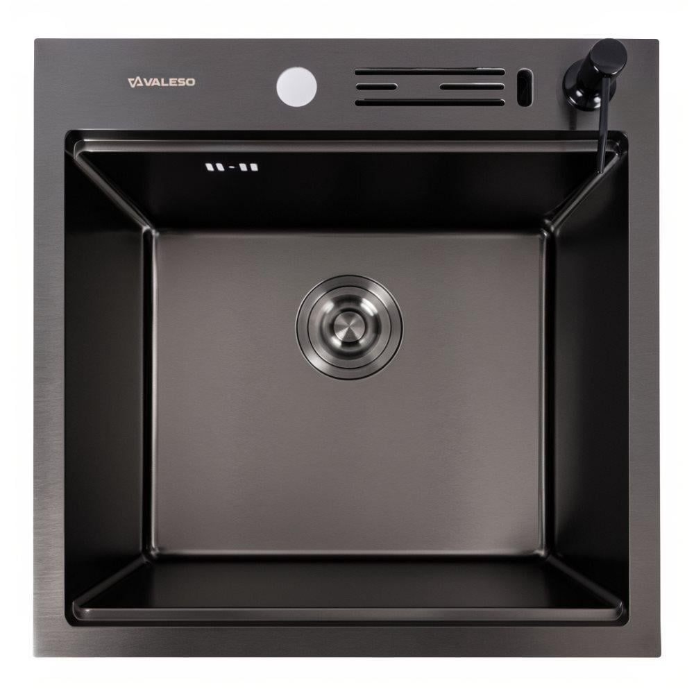 Мойка кухонная Valeso Handmade PVD с подставкой для ножей 50x50 см Черный (2681015873)