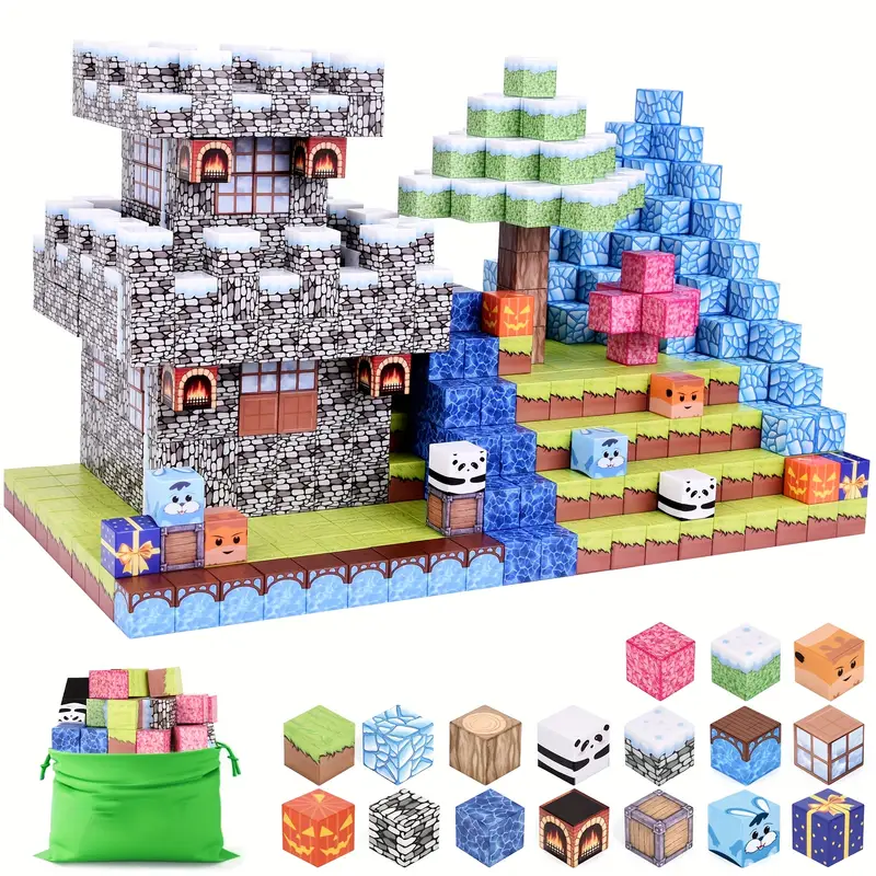 Конструктор магнітний Minecraft Лід та Сніг 100 шт. (2698932768)