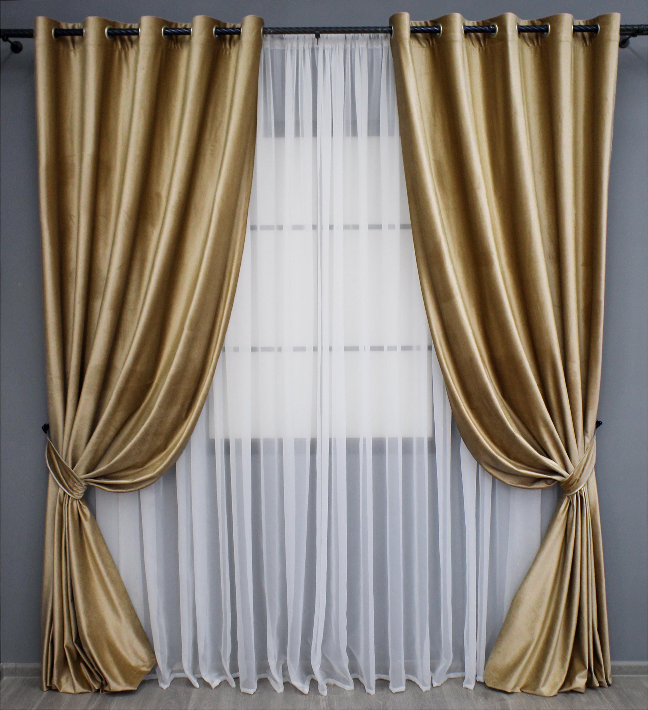 Комплект штор на люверсах VR-Textil Бархат №1654ш 150х280 см 2 шт. Карамельный (37-0230)