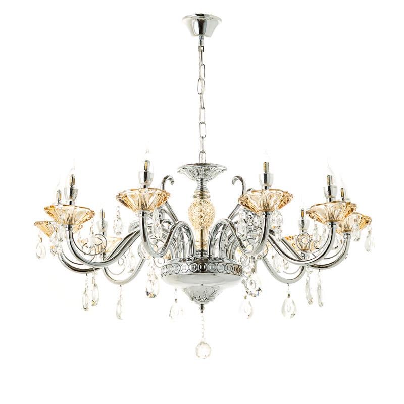 Люстра подвесная Light House ES-15889/10 Свечи на десять ламп Хром