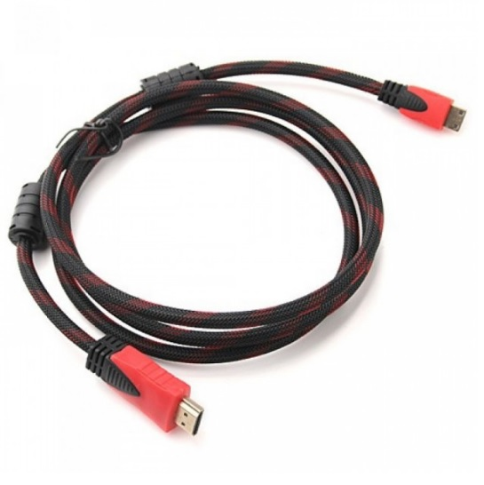 Кабель Merlion HDMI 1,4 з обплетенням та феритовими фільтрами 2 м Чорний/Червоний (19206)