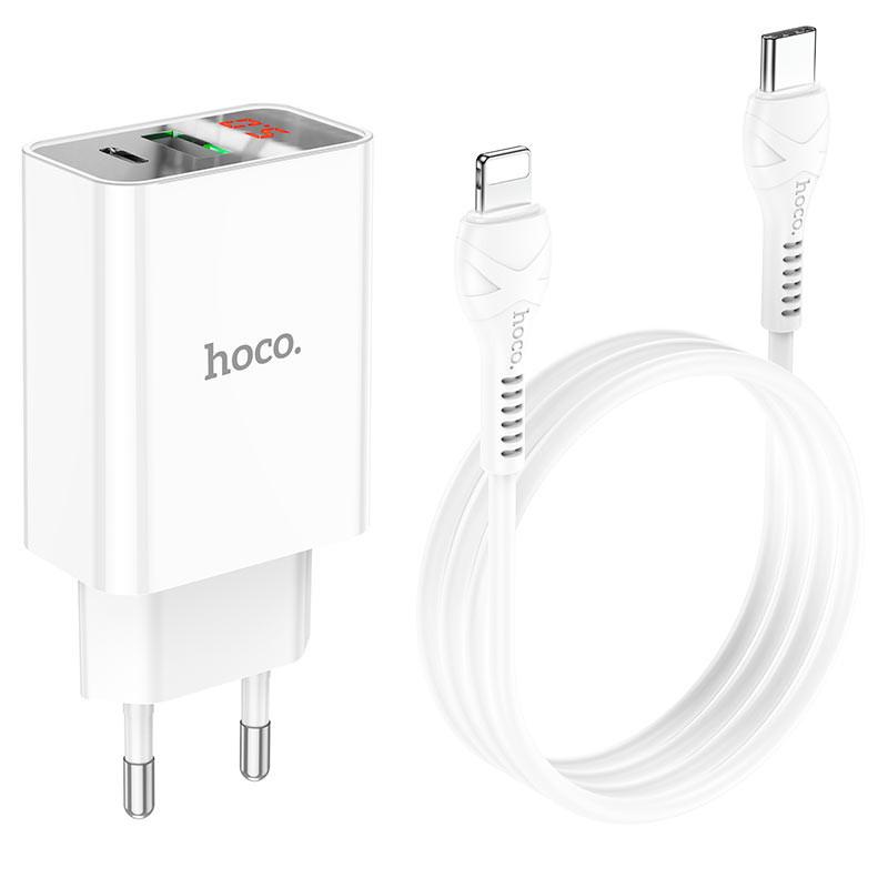 Зарядное устройство сетевое HOCO C100A PD20W+QC3.0 Type-C to Lightning White (00000062854_1) Зарядное устройство сетевое HOCO C100A PD20W+QC3.0 Type-C to Lightning White (00000062854_1)