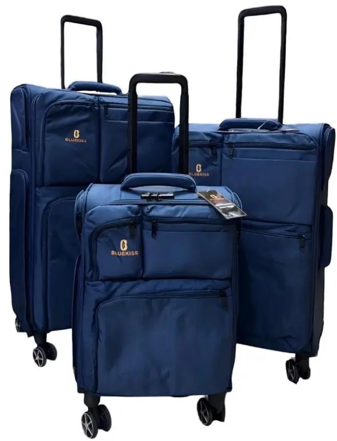 Комплект тканевых чемоданов на колесах Light Cloud Blue Edition Синий (2104619191)