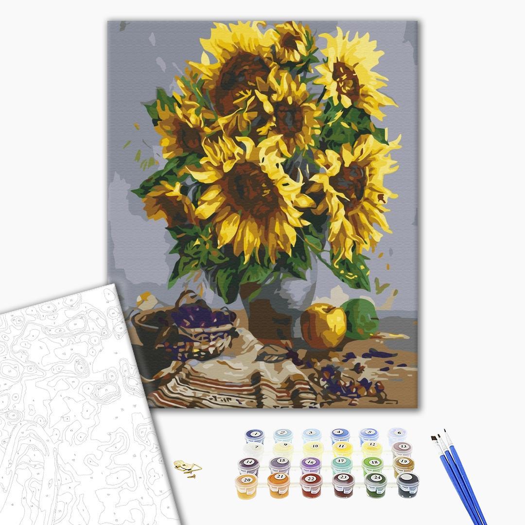 Картина по номерам BrushMe Натюрморт с букетом подсолнухов 40х50 см (BS51955) - фото 2 Картина по номерам BrushMe Натюрморт с букетом подсолнухов 40х50 см (BS51955) - фото 2