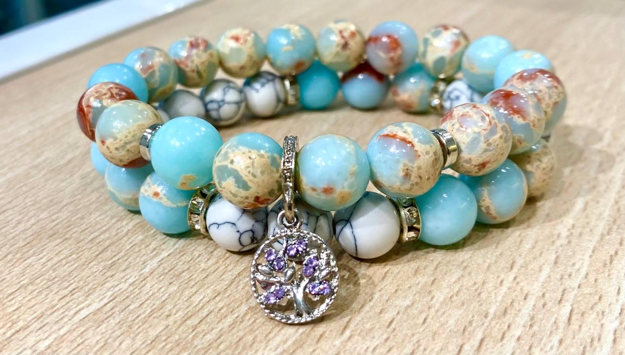 Браслет LITAURS из натурального камня варисцит d 10 мм и металлическими вставками 2 шт. L 18-21 см (250407-1) - фото 7 Браслет LITAURS из натурального камня варисцит d 10 мм и металлическими вставками 2 шт. L 18-21 см (250407-1) - фото 7