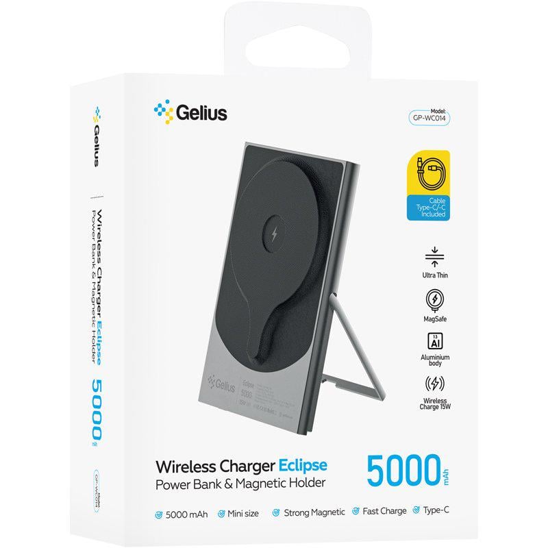 Повербанк с беспроводной зарядкой Gelius Eclipse Magnetic Wireless Charge GP-WC014 15W 5000 mAh (100079) - фото 5 Повербанк с беспроводной зарядкой Gelius Eclipse Magnetic Wireless Charge GP-WC014 15W 5000 mAh (100079) - фото 5