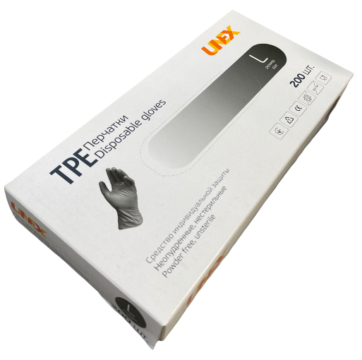 Перчатки Unex TPE L 200 шт. Черный (6-040614)