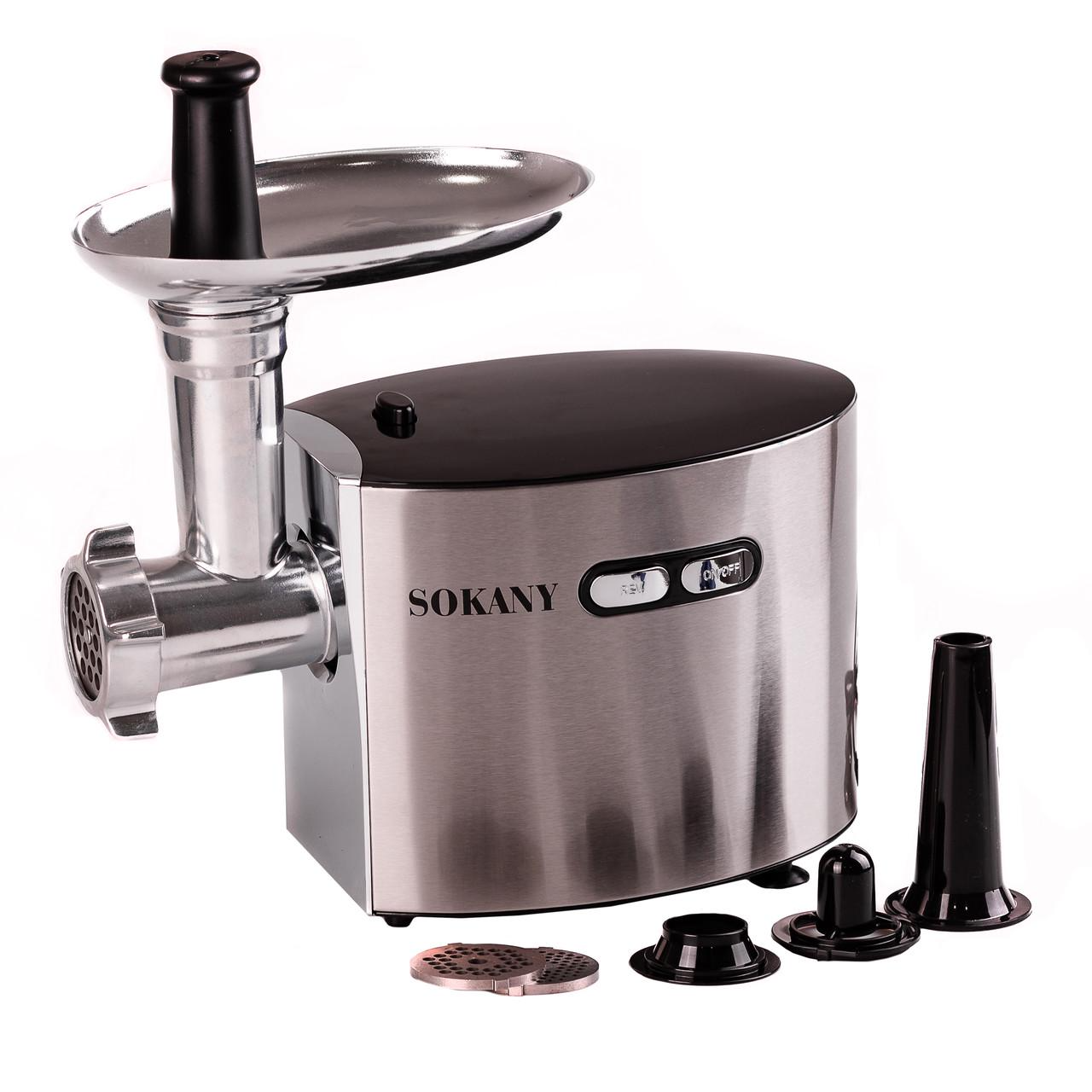 Мясорубка электрическая со сменными решетками Sokany SK-091 3/5/7 мм 2500 Вт Серый/Стальной (SK091)