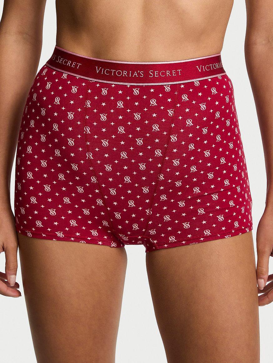 Трусики женские Victoria's Secret Logo Cotton High-Waist Boyshort XS Красный (228779695781)