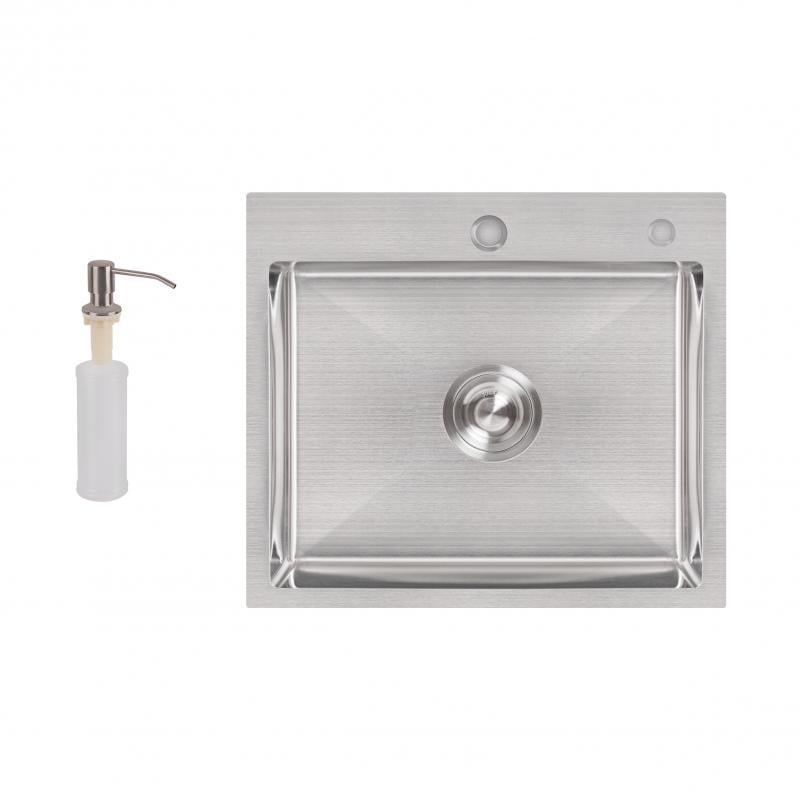 Мойка для кухни интегрированная Lidz H5045 с дозатором для моющего средства 50х45х22 см Brush