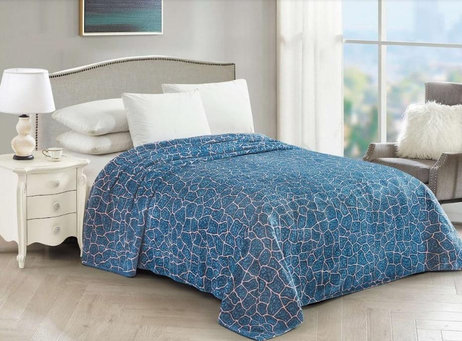 Плед Ecotton Камни из микрофибры Well Soft 150х220 см Голубой