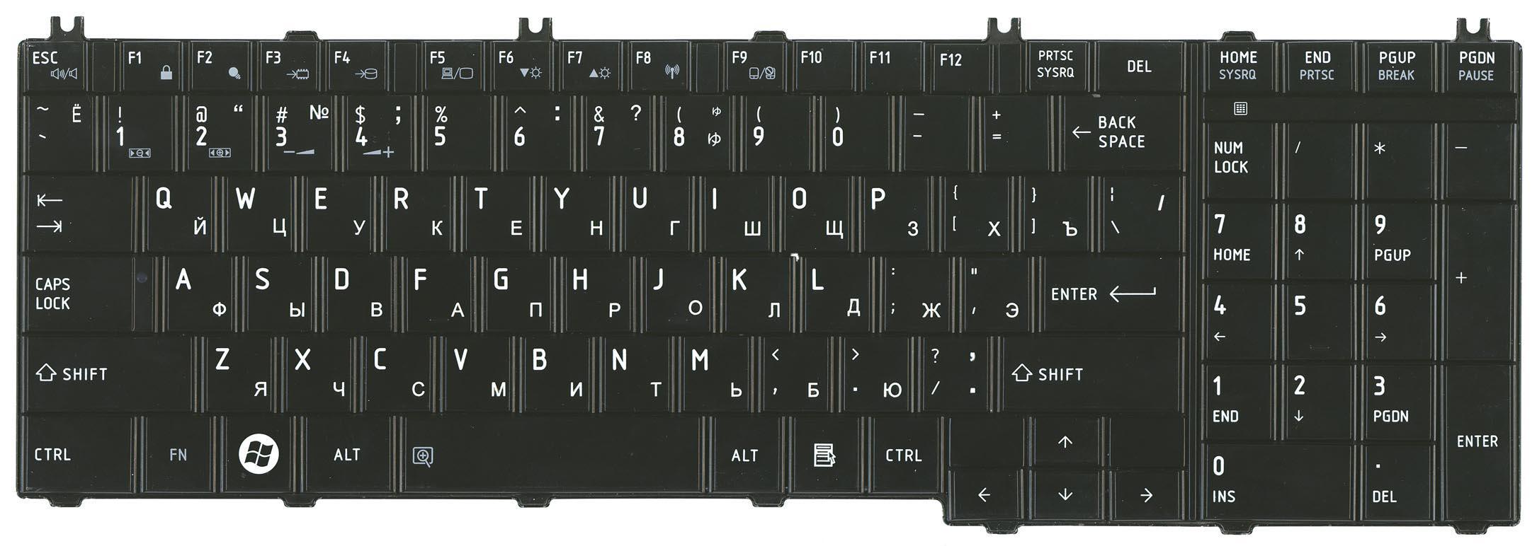 Клавиатура для ноутбука Toshiba Satellite C650/L650 Black Glossy