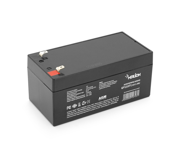 Аккумуляторная батарея для ИБП AGM Merlion GP1233F1 12V 3.3Ah F1 Black