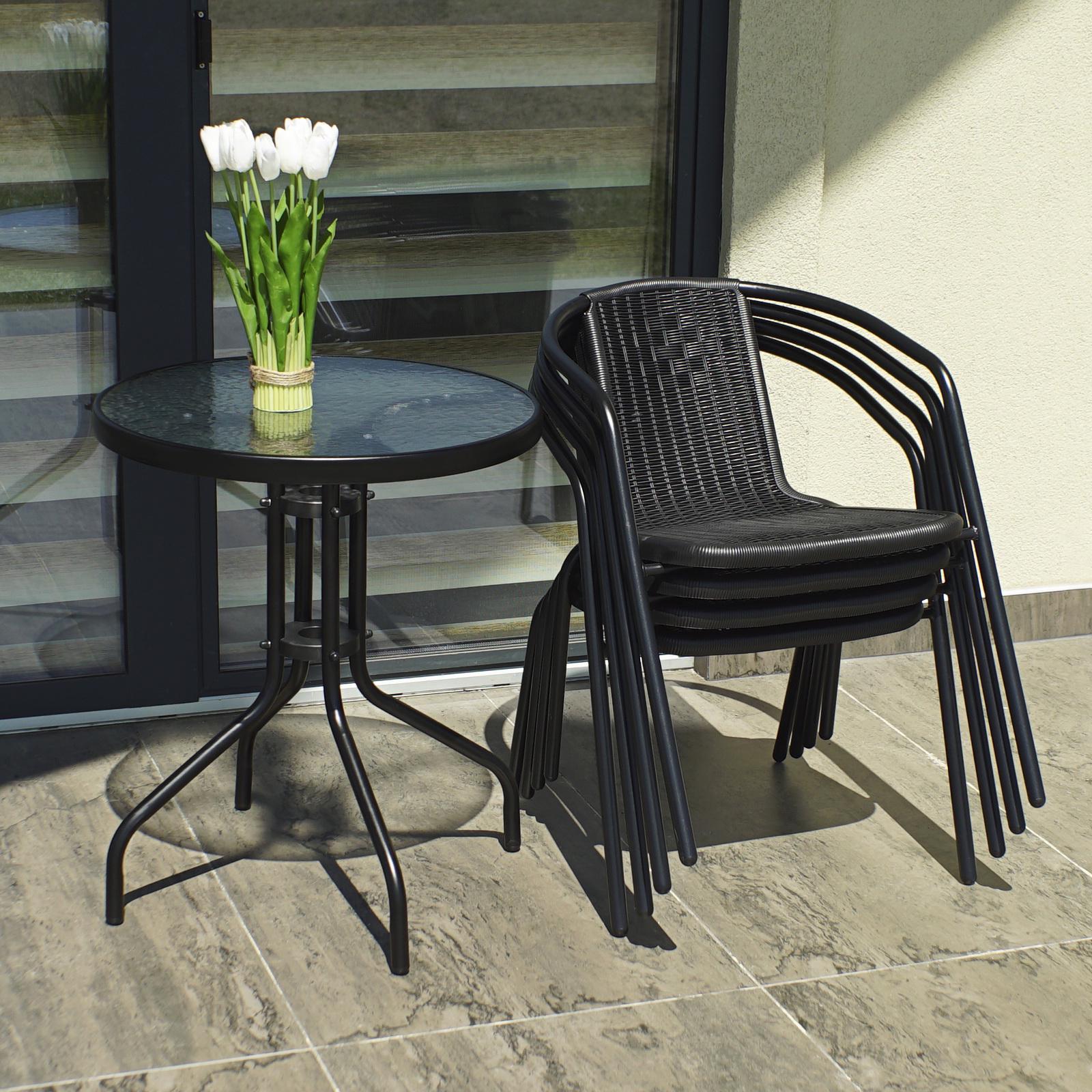 Комплект меблів 4Points Bari-2 круглий стіл та 2 стільці Чорний - фото 3