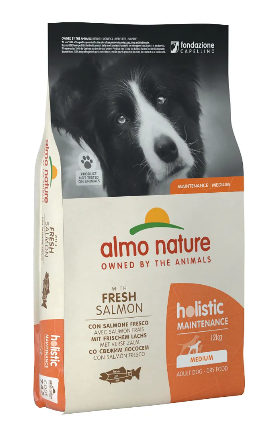 Корм сухий для дорослих собак середніх порід Almo Nature для Holistic зі свіжим лососем 12 кг