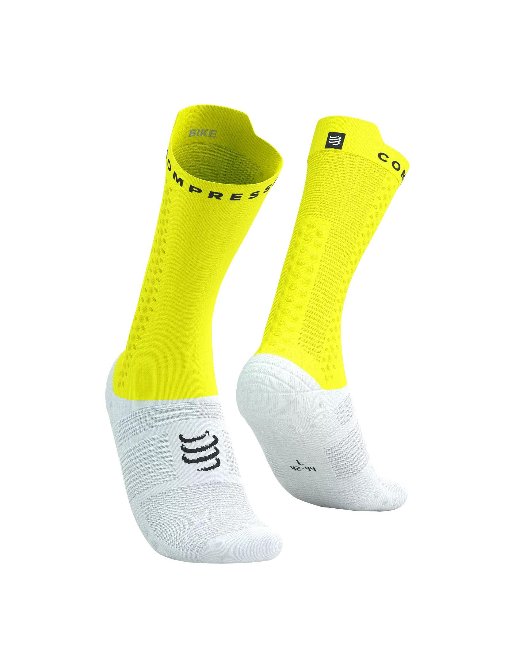 Компрессионные носки Compressport Pro Racing Socks V4.0 Bike T3 White/Safe Yellow