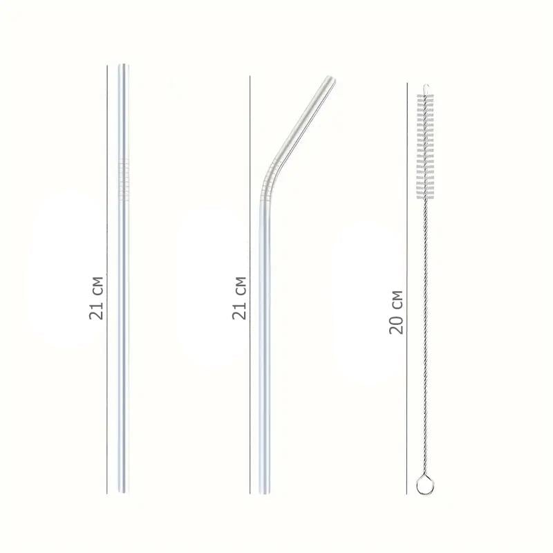 Трубочки металлические для коктейлей 2 штуки/ершик 21 см - фото 2 Трубочки металлические для коктейлей 2 штуки/ершик 21 см - фото 2