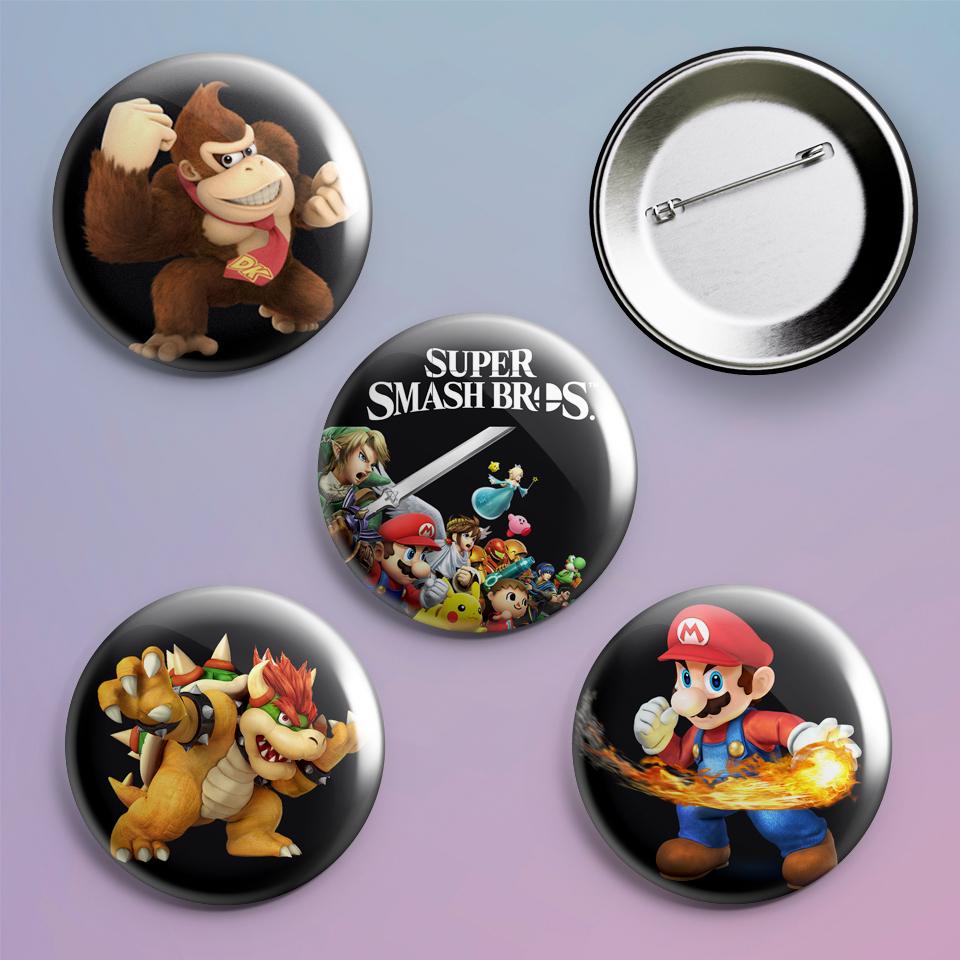 Значки на рюкзак с принтом игры Super Smash Bros. Ultimate 4 шт.