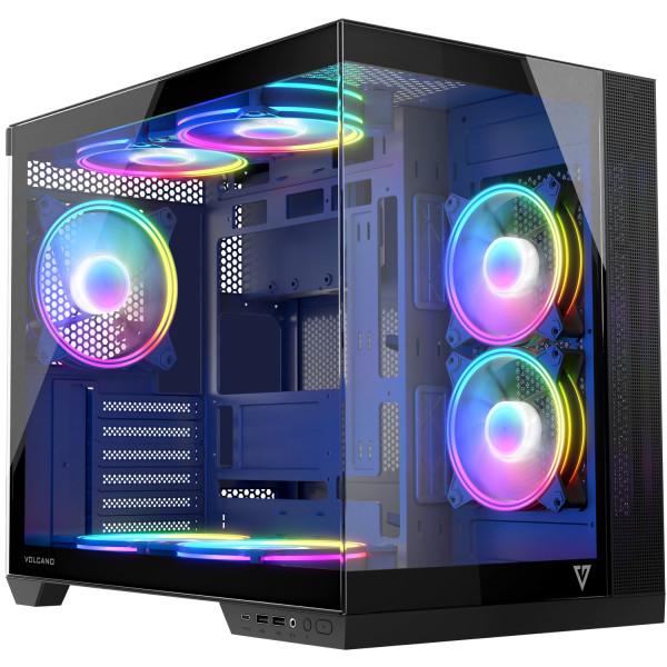 Корпус для комп'ютера Modecom VOLCANO PANORAMA APEX Midi-Tower ATX 7xFans ARGB Black (AT-PANORAMA-7F-ARGB-10-00)
