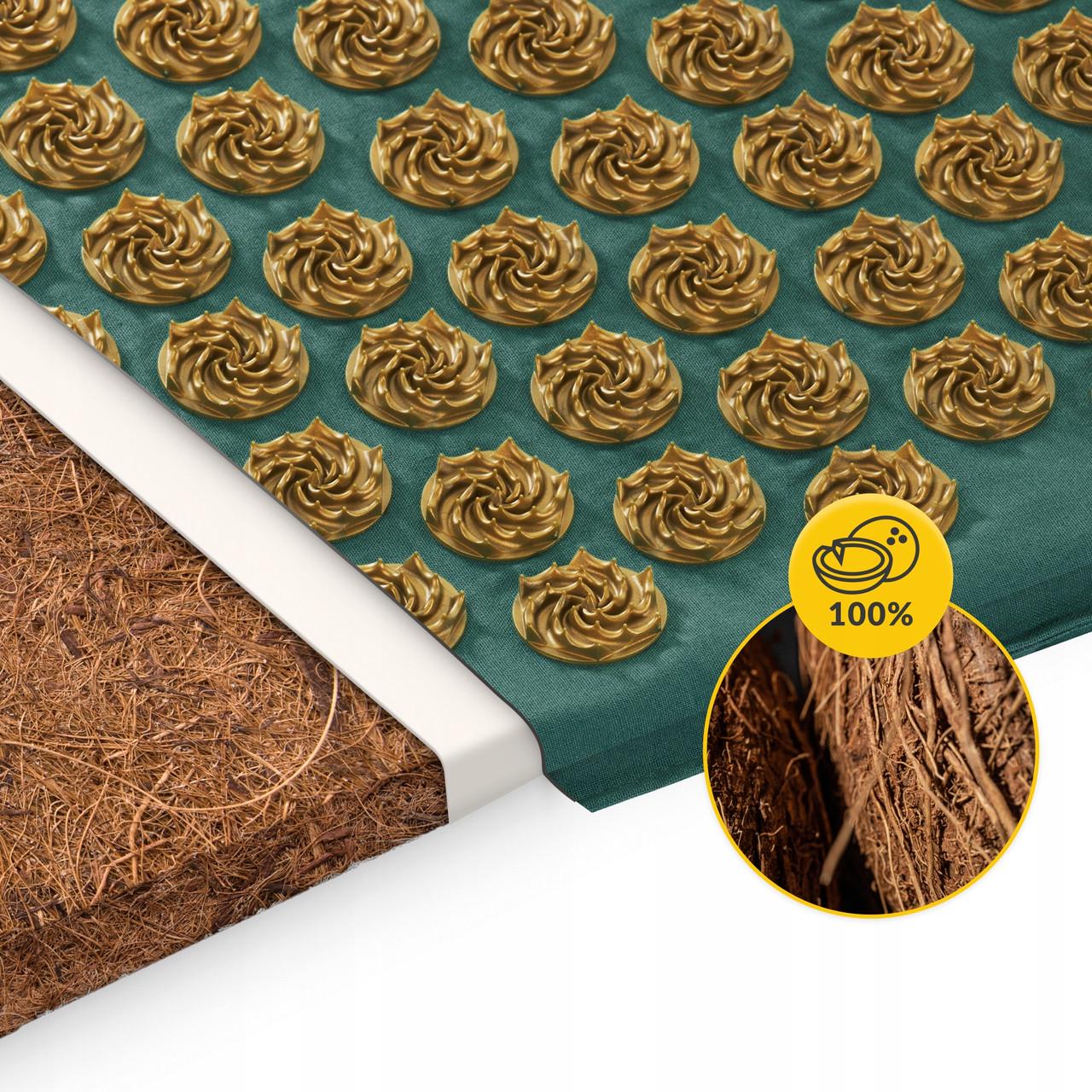Килимок акупунктурний з подушкою 4fizjo Eco Mat XL аплікатор Кузнєцова Navy Green/Gold (P-5907739313614) - фото 8