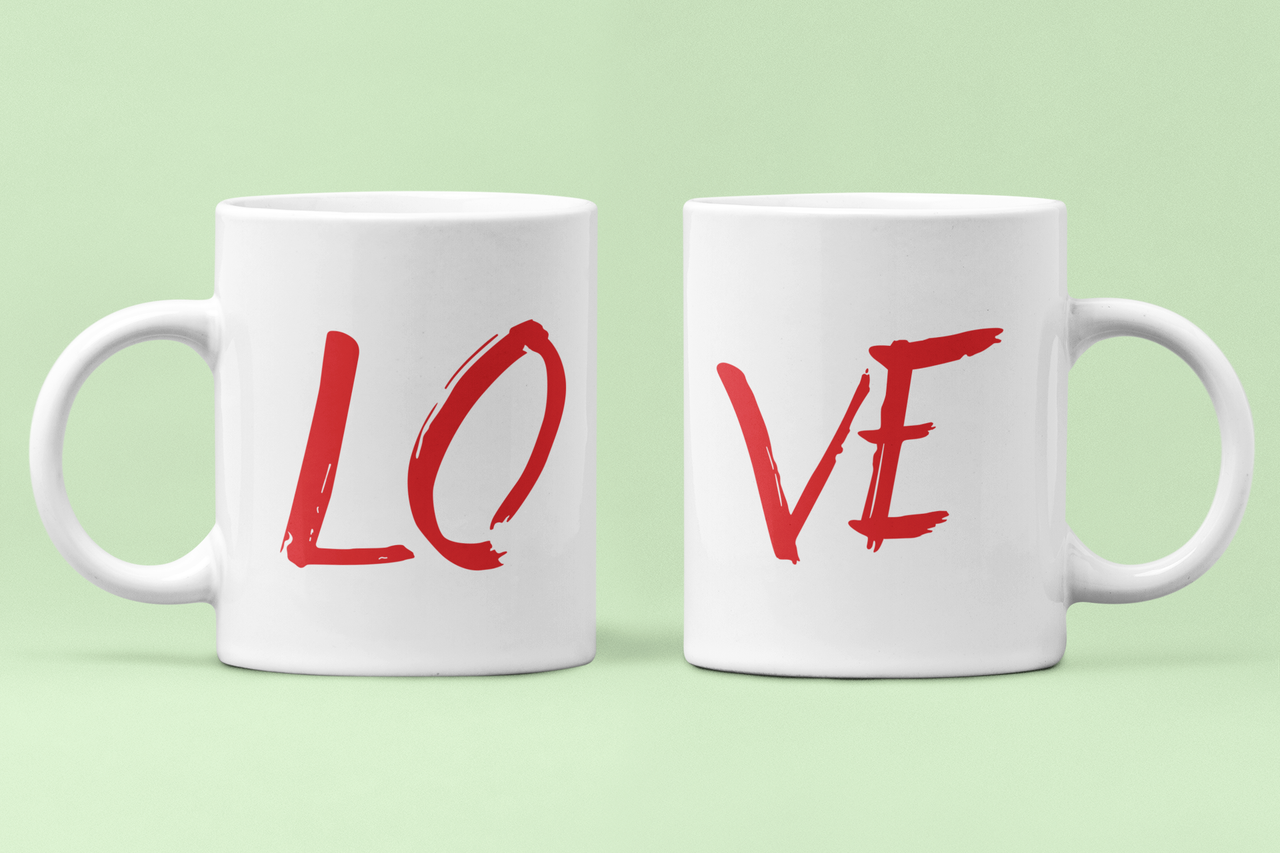 Чашки парные "Love" для влюбленных 330 мл Белый (ВЛ14Ч)