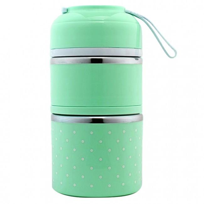 Термос для еды металлический Fresh 1200 мл 2 этажа Салатовый (402179)