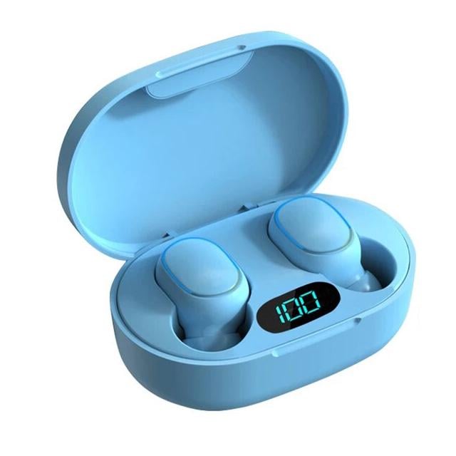 Навушники E7S Bluetooth вакуумні з екранчиком та вкладишами подушечками Блакитний (279-3)
